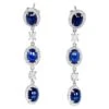 Unknown 7.70 Carat Cabochon Cut Sapphires Earrings, Diamond Halo, 18k White Gold