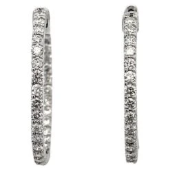 Round Diamond Inside-Out Hoops Earrings 2.57 Carat In 14k White Gold
