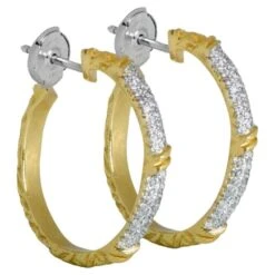 Unknown 0.56 Carat Diamond Earrings, 18k Yellow Gold