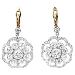 Unknown 1.82tcw Diamond Earrings, VS1-VS2 Clarity, 18k Yellow Gold, Platinum