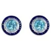 Unknown 2.30 Carat Aquamarine Earrings, Sapphire Halo, Platinum