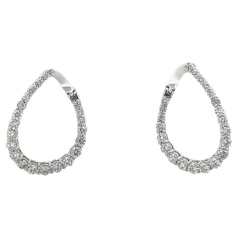 Round Diamonds 2.55 Carat Set In 14K White Gold Lever Back Earrings 3 Round Diamonds 2.55 Carat Set In 14K White Gold Lever Back Earrings