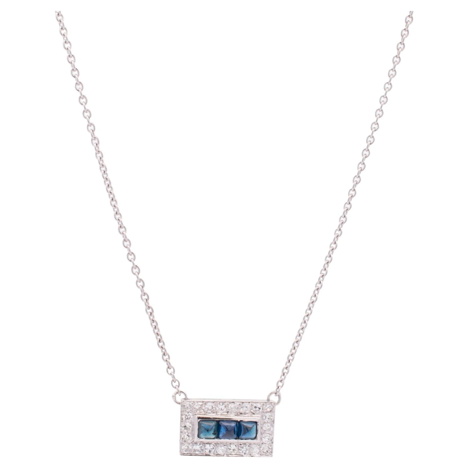 Unknown Ladies Antique Art Deco 18k White Gold Sapphire Diamond Cocktail Necklace 3 Unknown Ladies Antique Art Deco 18k White Gold Sapphire Diamond Cocktail Necklace