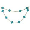 Van Cleef & Arpels Vintage Alhambra Turquoise Yellow Gold 10 Motif Necklace -Mode Bijouterie Magasin j 19449862 1685569972305 bg processed