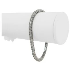 Unknown 14 Karat White Gold And Diamond Tennis Bracelet