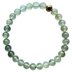 Green Heart Chakra Prehnite Beaded Bracelet Semi Precious Natural Gold Filled