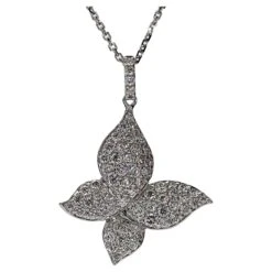 Unknown Natural White Round Diamond .90 Carat TW White Gold Drop Pendant