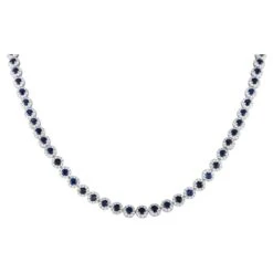 LB Exclusive 14k White Gold 8.15 Carat Diamond And Sapphire Necklace