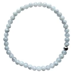 Moonstone Crown Chakra Beaded Bracelet Natural Semi Precious Gem Silver