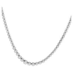 Unknown Platinum Diamond Hobnail Tennis Necklace 5 Carats