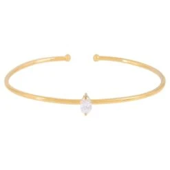 0.47 Carat Solitaire Diamond Bangle Bracelet 18 Karat Yellow Gold Fine Jewelry
