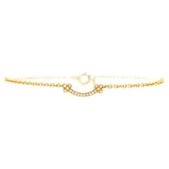 Tiffany & Co. T Smile Chain Bracelet 18k Yellow Gold With Diamonds Mini