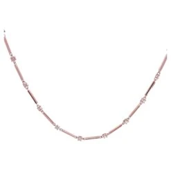 Unknown 14k Rose Gold Diamonds Necklace With 2.01 Natural Diamonds In A Gold-Bar Chain