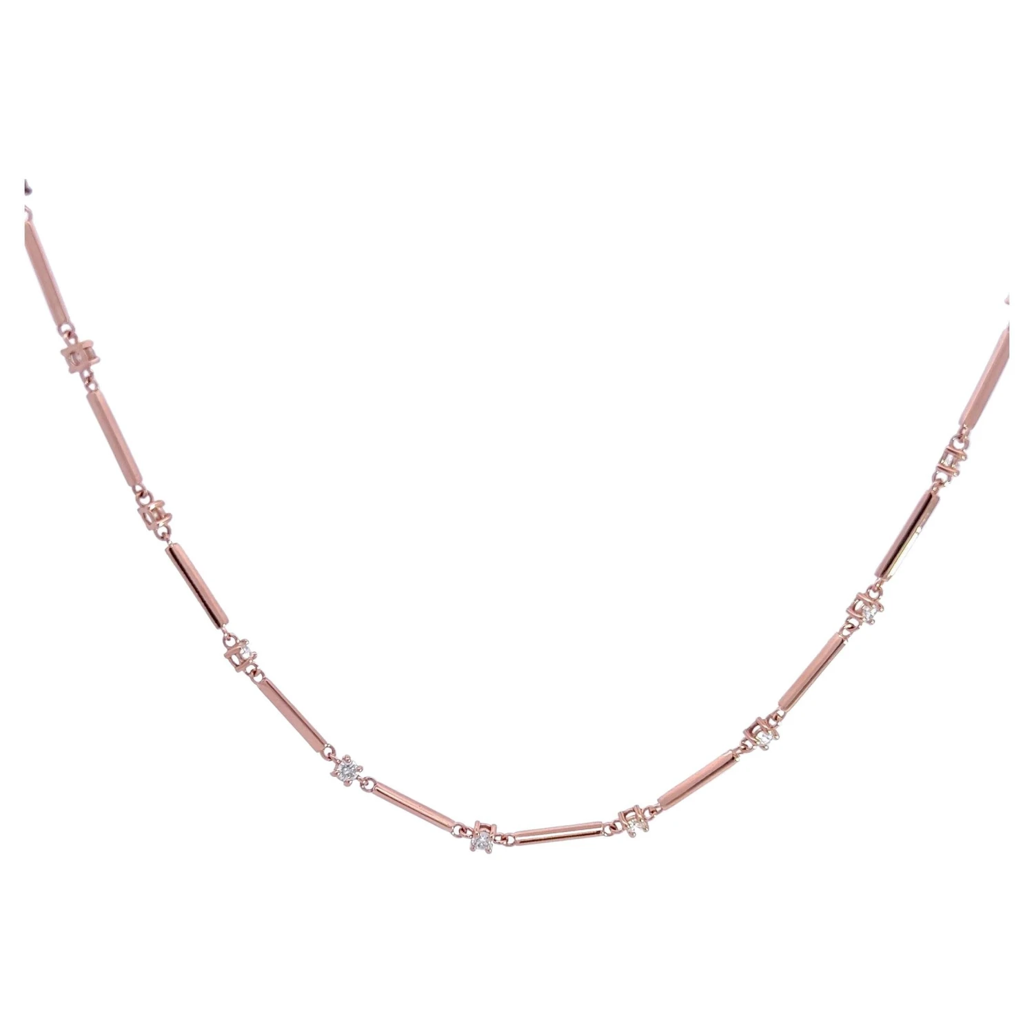 Unknown 14k Rose Gold Diamonds Necklace With 2.01 Natural Diamonds In A Gold-Bar Chain 3 Unknown 14k Rose Gold Diamonds Necklace With 2.01 Natural Diamonds In A Gold-Bar Chain
