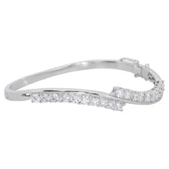 Dazzling 18k White Gold Bangle W/ 2.8 Carat Natural Diamonds IGI Certificate