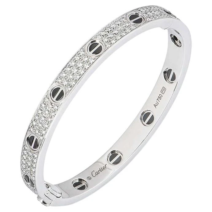 Cartier White Gold Pave Diamond & Ceramic Love Bracelet N6032416 3 Cartier White Gold Pave Diamond & Ceramic Love Bracelet N6032416