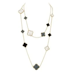 Van Cleef & Arpels Magic Alhambra 16 Motifs Onyx And Mother-of-pearl Long Neckla