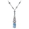 Unknown Gold Tassel Necklace With Australian Pearls, White Diamonds And Aquamarines