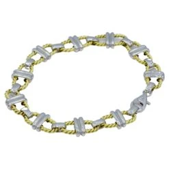 Platinum 18Karat Yellow Gold Handmade Anchor Link Bracelet