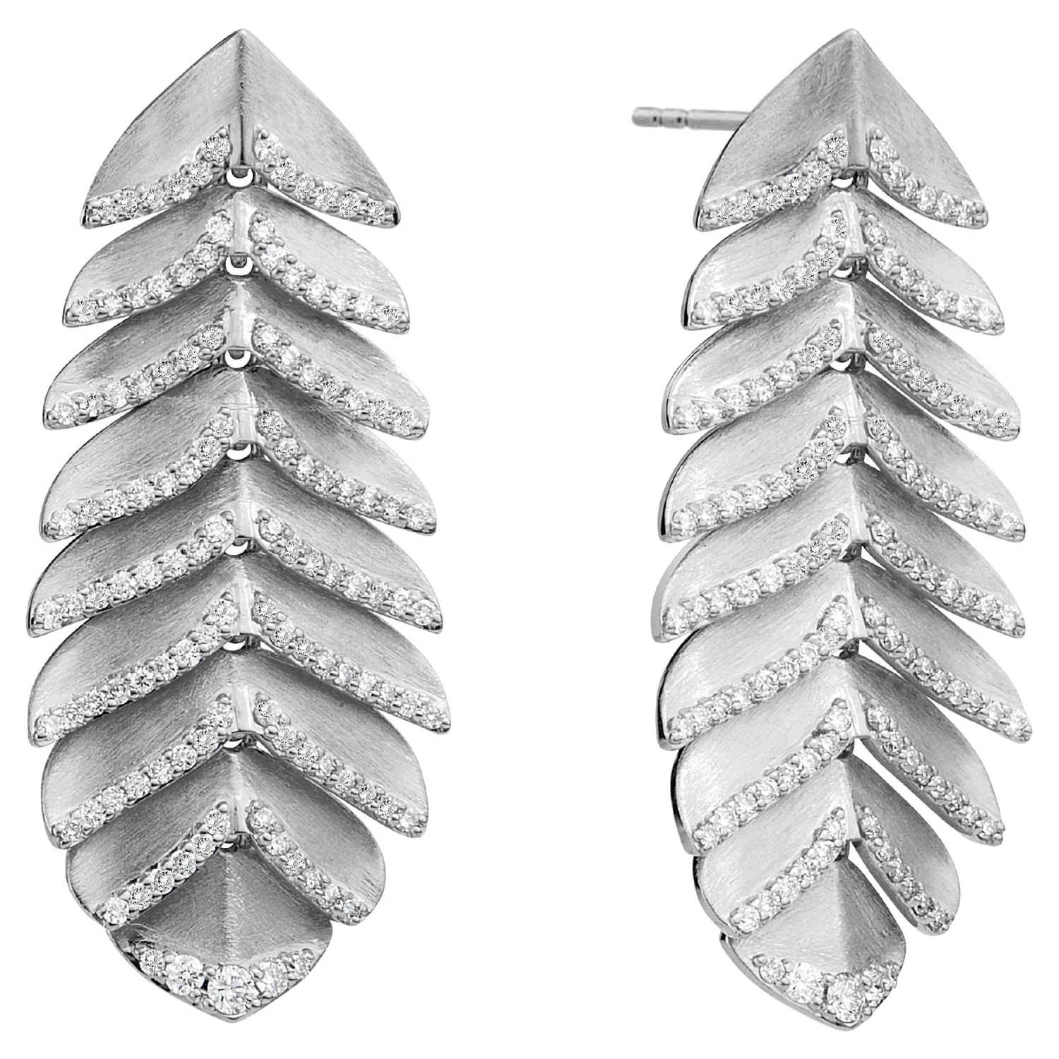 Syna Sterling Silver Feather Earrings With Diamonds 3 Syna Sterling Silver Feather Earrings With Diamonds