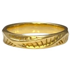 18 Karat Yellow Gold Dune Pattern Band By K.Mita, Large Size