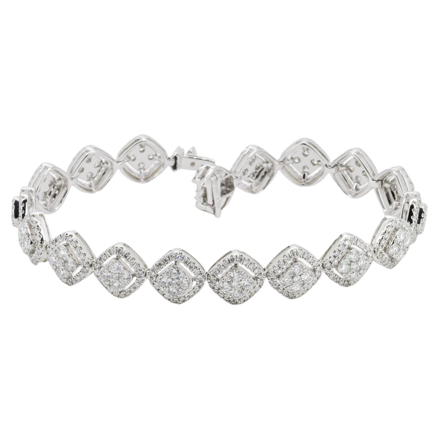 Radiant Elegance: Cluster Halo With Natural Diamond Bracelet In 18k White Gold 3 Radiant Elegance: Cluster Halo With Natural Diamond Bracelet In 18k White Gold