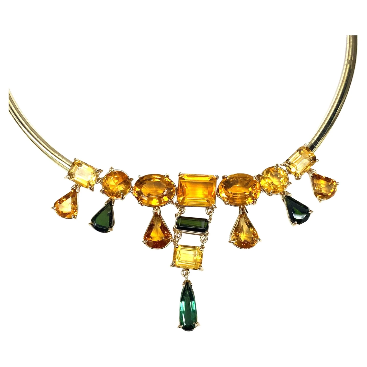 Unknown Citrine Tourmaline 14k Yellow Gold Choker Necklace 3 Unknown Citrine Tourmaline 14k Yellow Gold Choker Necklace
