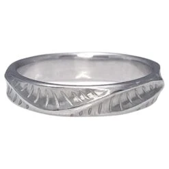 18 Karat White Gold Dune Pattern Band By K.MITA - Large Size