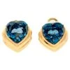 Unknown Blue Heart Shaped Topaz Earrings In 18k Yellow Gold