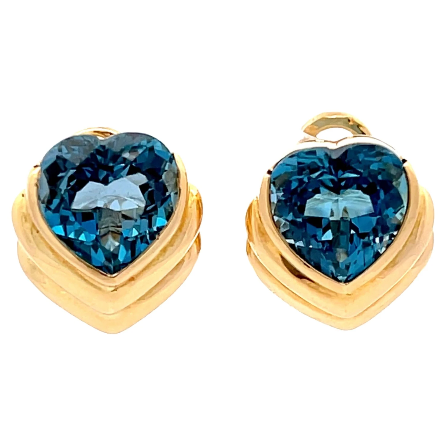 Unknown Blue Heart Shaped Topaz Earrings In 18k Yellow Gold 3 Unknown Blue Heart Shaped Topaz Earrings In 18k Yellow Gold