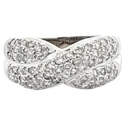 Unknown Criss Cross Diamond Pave Ring In 18k White Gold