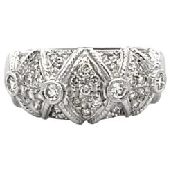 Unknown Diamond Geometric Dome Ring In 14k White Gold