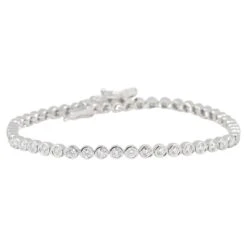 Bezel Set Tennis Bracelet 5.00 Carat In 18 Karat White Gold Natural Diamonds