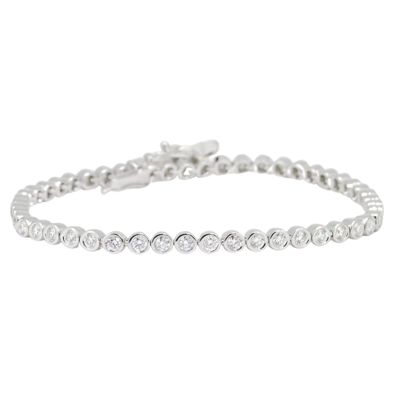 Bezel Set Tennis Bracelet 5.00 Carat In 18 Karat White Gold Natural Diamonds 3 Bezel Set Tennis Bracelet 5.00 Carat In 18 Karat White Gold Natural Diamonds