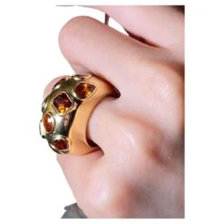 Unknown 18k Gold Ring Orange Spessartine Hessonite Zircon