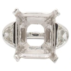Unknown Ladies 14k White Gold Rectangular Semi Mount Engagement Ring