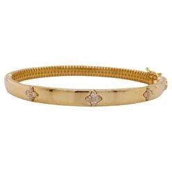 Italian Diamond Clover Quatrafoil Bracelet, .30 Carats In 14k Yellow Gold LV