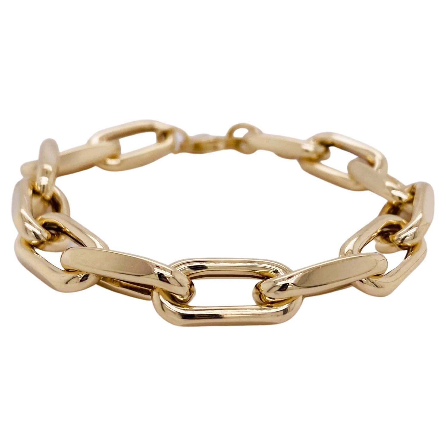 Italian Medium Paperclip Link Bracelet, Lightweight 14k Yellow Gold Design LV 3 Italian Medium Paperclip Link Bracelet, Lightweight 14k Yellow Gold Design LV