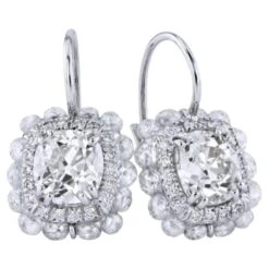 Handmade Classic Old Mine Cut Diamond Lever-Back Earrings