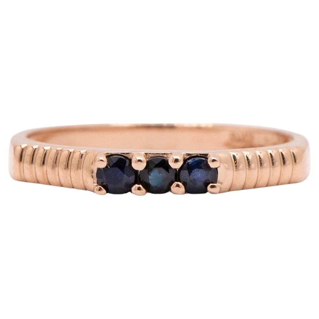 Unknown Ladies Vintage 14k Rose Gold Sapphire Cocktail Band Ring 3 Unknown Ladies Vintage 14k Rose Gold Sapphire Cocktail Band Ring