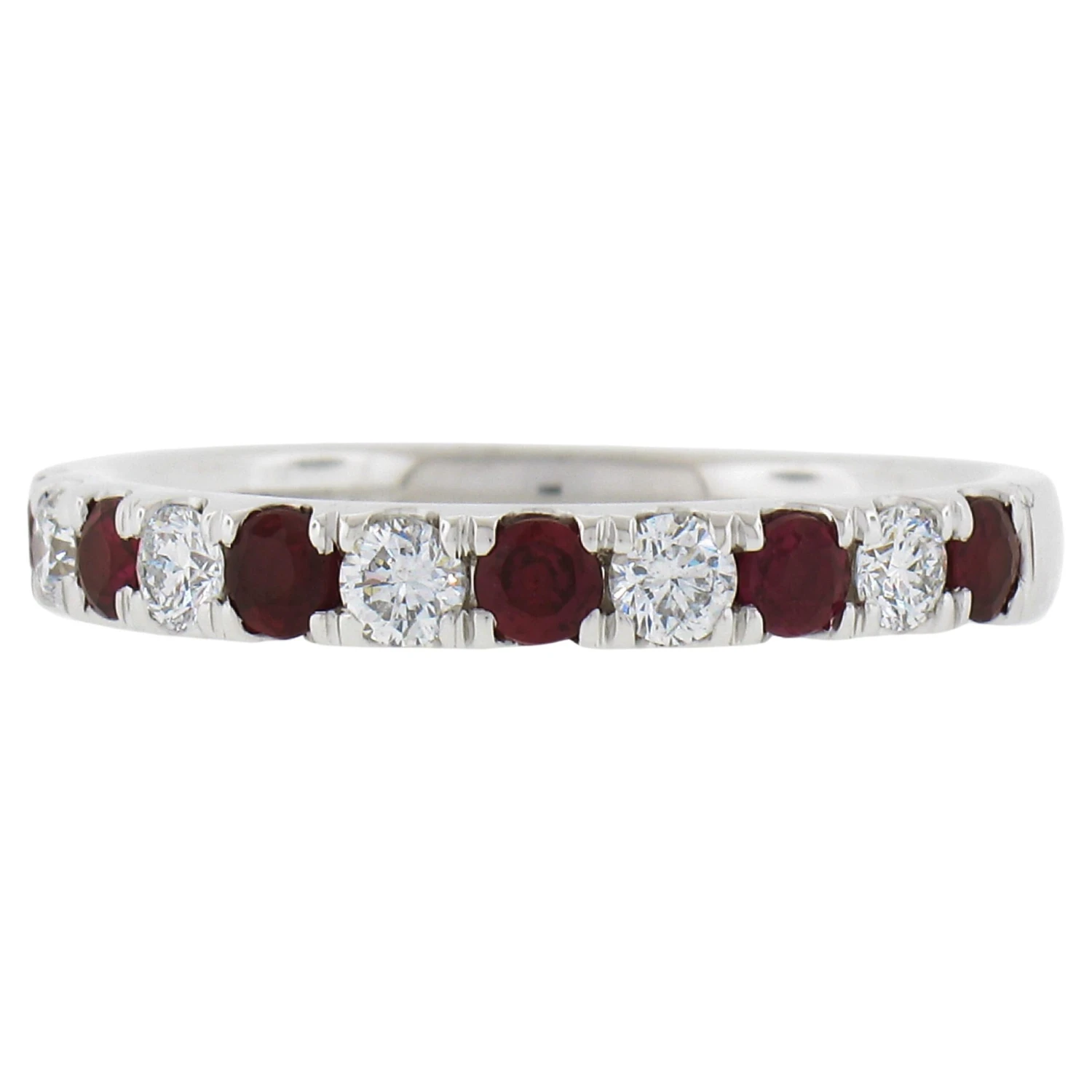 Unknown 14k Gold 0.80ct Alternating Round Brilliant Ruby & Diamond Prong Stack Band Ring 3 Unknown 14k Gold 0.80ct Alternating Round Brilliant Ruby & Diamond Prong Stack Band Ring