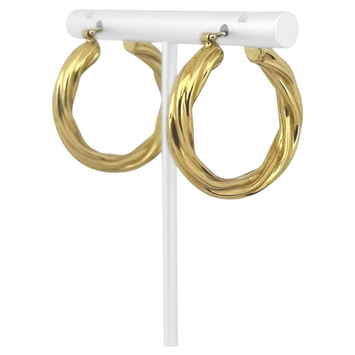Unknown 18 Karat Yellow Gold Ladies Polished Twisted Hoop Earrings, Italy 3 Unknown 18 Karat Yellow Gold Ladies Polished Twisted Hoop Earrings, Italy