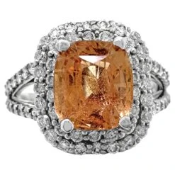 Unknown GIA-Certified Unheated 2.25ct Peach Sapphire In White Gold Diamond Halo Ring