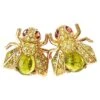 “Orient” Green Tourmaline & Tsavorite Earrings Set In 22k Gold & Silver