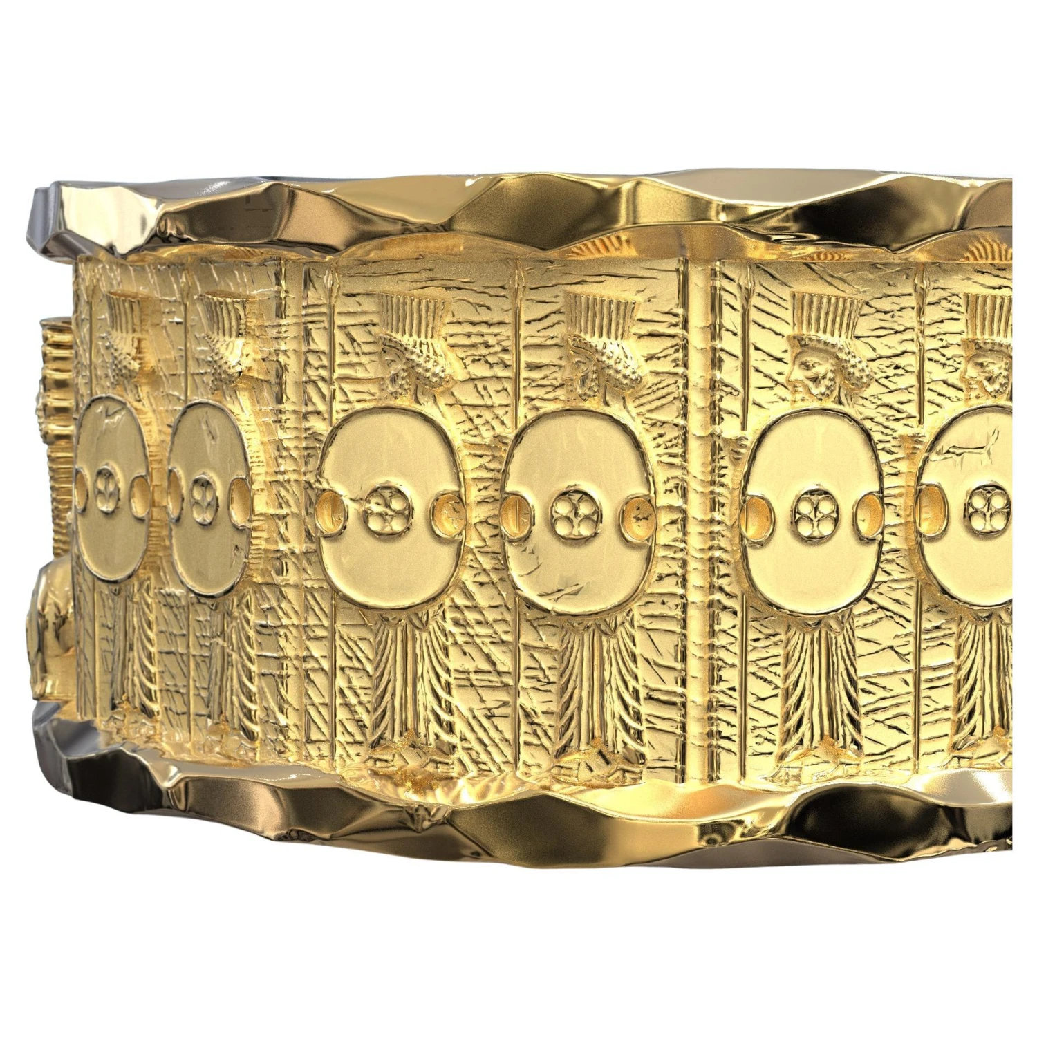 Italian 14k Gold Ring With Temple Of Persepolis Bas-Reliefs, Persian Style Ring 3 Italian 14k Gold Ring With Temple Of Persepolis Bas-Reliefs, Persian Style Ring