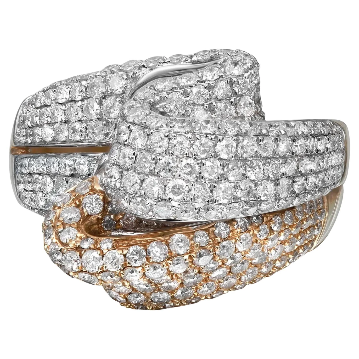 2.12Carat Two Tone Pave Set Round Diamond Ladies Cocktail Ring 14K Gold 3 2.12Carat Two Tone Pave Set Round Diamond Ladies Cocktail Ring 14K Gold