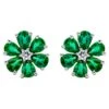Roman Malakov 1.84 Carats Total Pear Shape Green Emerald & Diamond Stud Earrings