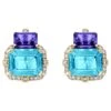 Goshwara 2 Stone Tanzanite And Blue Topaz With Diamonds Earrings