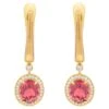 Pink Tourmaline Diamonds Enamel 18 Karat Yellow Gold New Classic Earrings