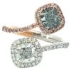 The Luxurious 1ct Fancy Light Green Diamond And 1ct White Diamond Cushion Ring